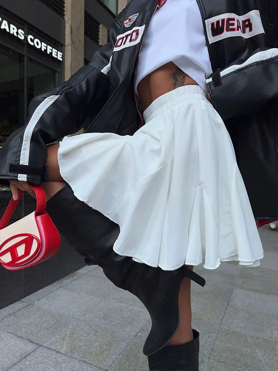 Tuularose Summer Ruffle Short Skirt Women 2025 Summer New Y2k Pleated Patchwork Skirt Casual Streetwear Office Lady Female Skirt