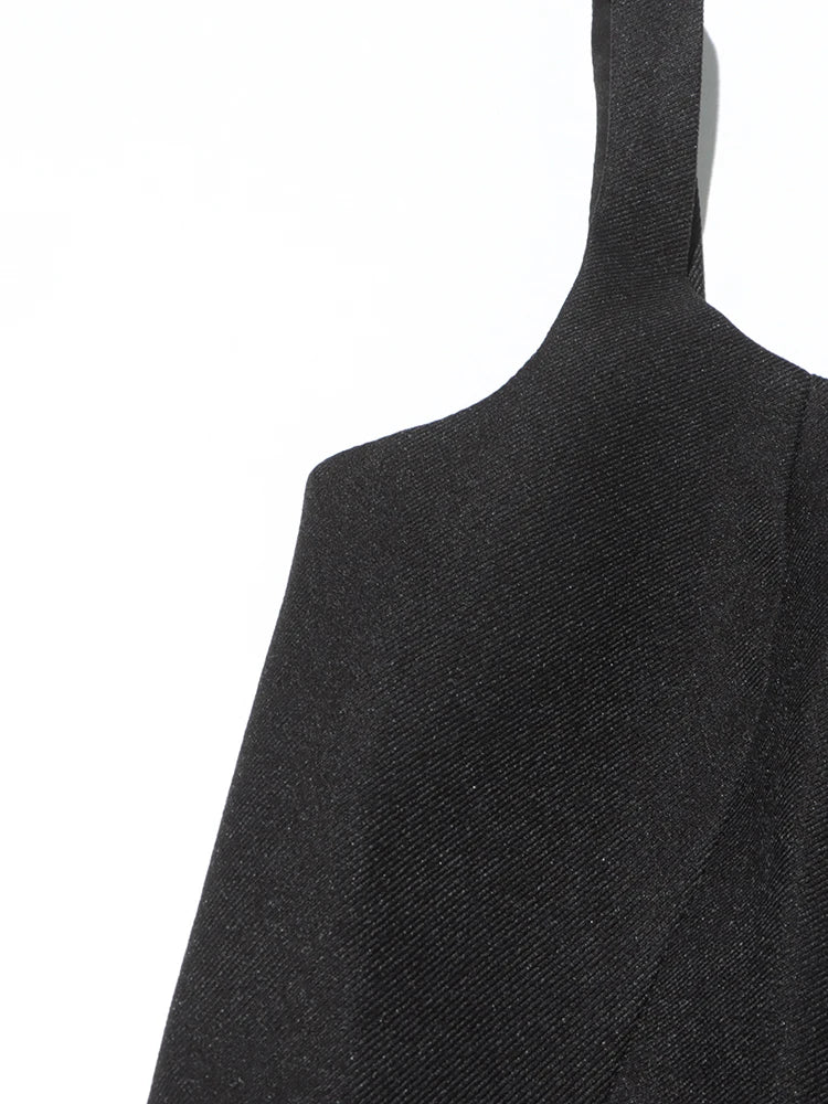TWOTWINSTYLE Detachable Cloak Elegant Dresses For Women Square Collar Sleeveless High Waist Hit Color Split Dress Female Fashion