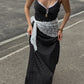 Talenza Black Lace Long Dress Women Fashion Polka Dot Printed Sleeveless Halter Dress Summer Sexy High Waist Party Evening Dress