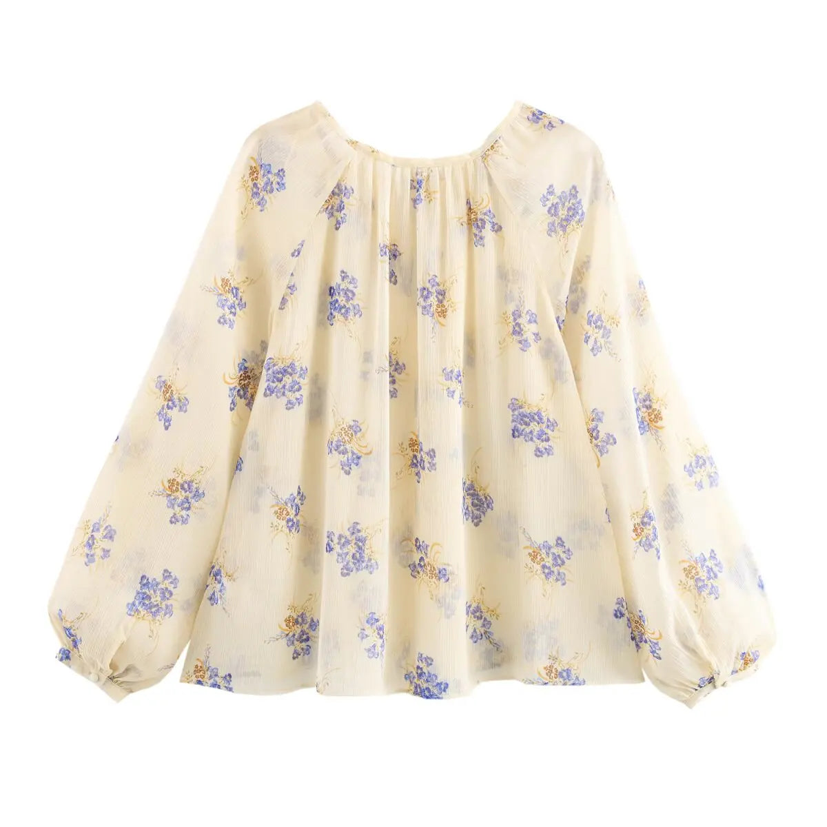PB&ZA Women's Blouse Off - the - Shoulder Design with Floral Print Puff Sleeves and Front Button - down for a Feminine Look