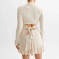 Tossy Ruffled Bow Knit Mini Dress Women's Summer Backless Contrast Cardigan Lace-Up Elegant Dress Female Knitwear Bandage Dress