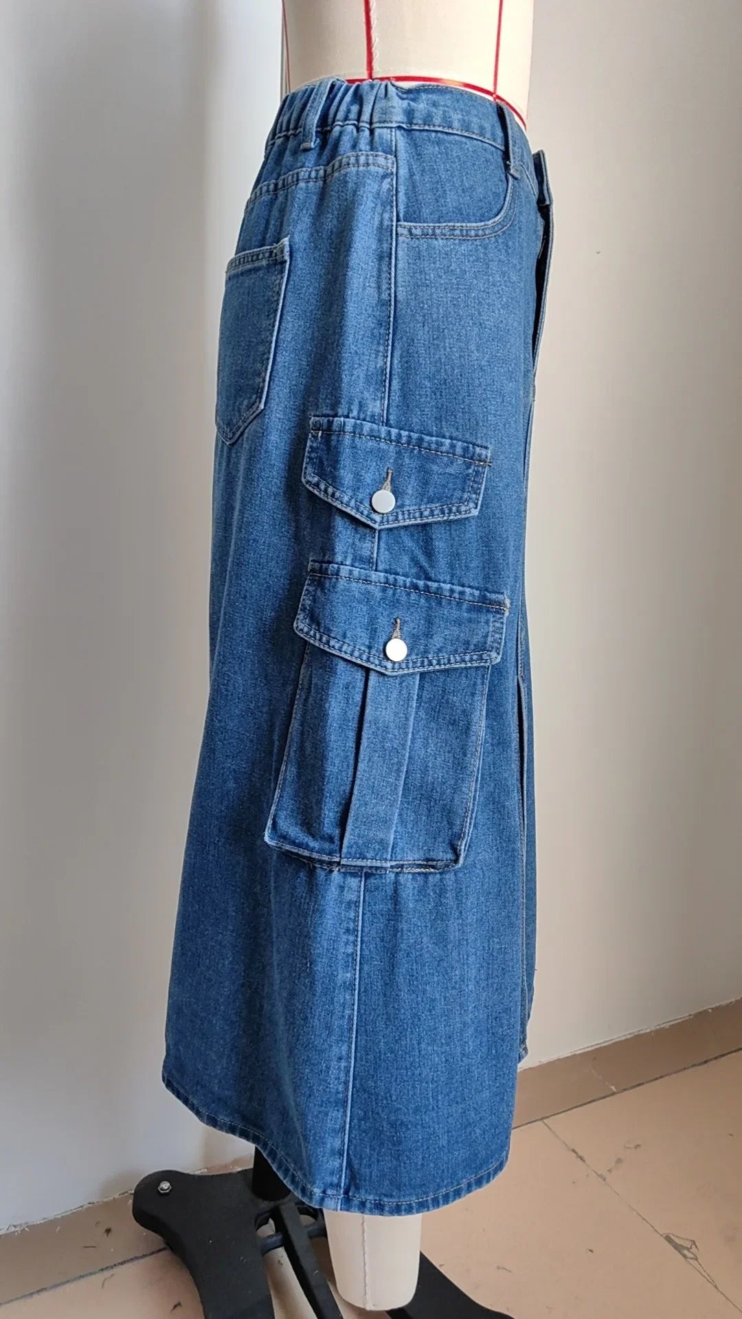 American Style Elastic Waist Denim Workwear Casual Long Dress Skirt New Arrival Women's Clothing European And American Crossbody