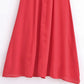 French Red Holiday Party Sling Summer Dress For Women Bow Shoulder A-line Slim Midi Chiffon Dresses
