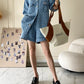 Women's Denim Short Sleeve Top and Shorts Two Piece Suit French Fashion Spring Summer Cowgirl Top Streetwear Korean Leisure New