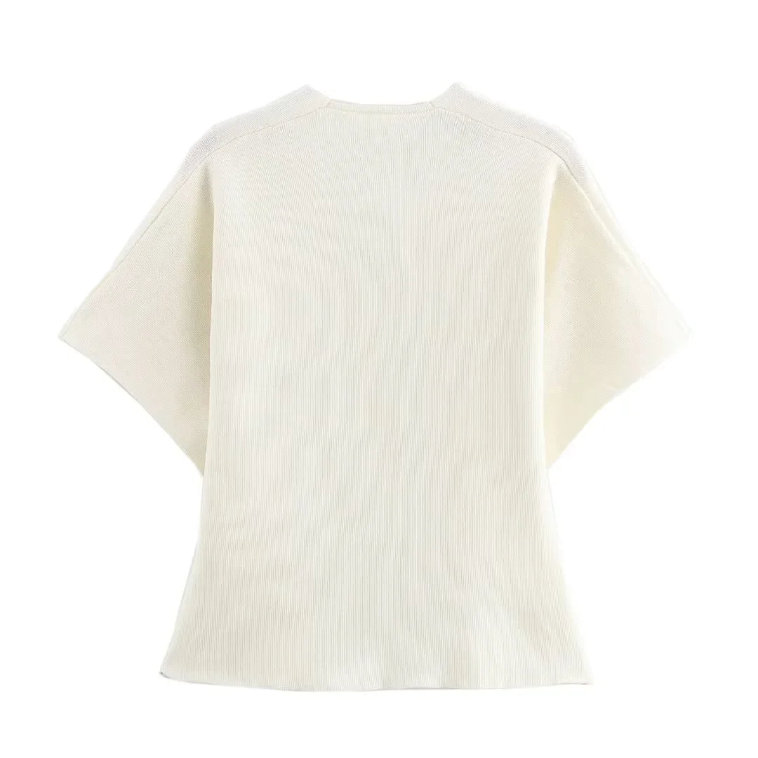 TRAF Crop Knitted Cardigan Women Autumn Short Sleeve Knit Ladies Outerwears Winter Button Bolero Cardigan Elegant Women Jackets