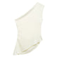 TRZA Women's Asymmetric Draped Blouse One Shoulder Side Zipper Chic Fashion Top Female Shirt