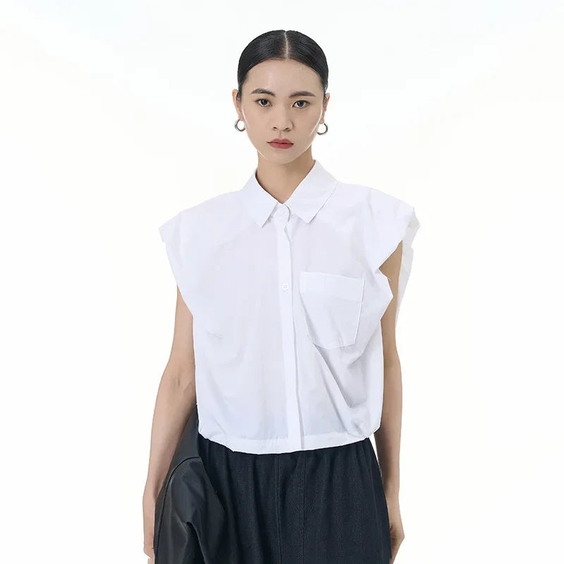 2024 Summer New Plus Size Women's Loose Fit Slimming Sleeveless Short Sleeve Shirt Cropped Trendy Cool Clothing