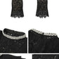 Women's French Noble Elegant Prom Dresses Black Lace Sheer Perspective Diamond High Waist Fishtail Robe Party Banquet Vestidos