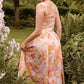 SAW Independent Station Pure Desire Square Collar Dress with Pocket Pink Print Ribbon Corduroy Sleeveless Women's Dress