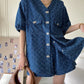 Women's Denim Short Sleeve Top and Shorts Two Piece Suit French Fashion Spring Summer Cowgirl Top Streetwear Korean Leisure New