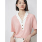TOYOUTH Women Contrasting Colors POLO Collar T-shirt 2025 Summer New Short Sleeved Top