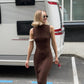 Tossy Sleeveless Knitwear Turtleneck Long Dress Female Slim Elegant Fashion Autumn 2023 Ribbed Knit Dress For Women Maxi Dress