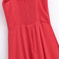 French Red Holiday Party Sling Summer Dress For Women Bow Shoulder A-line Slim Midi Chiffon Dresses