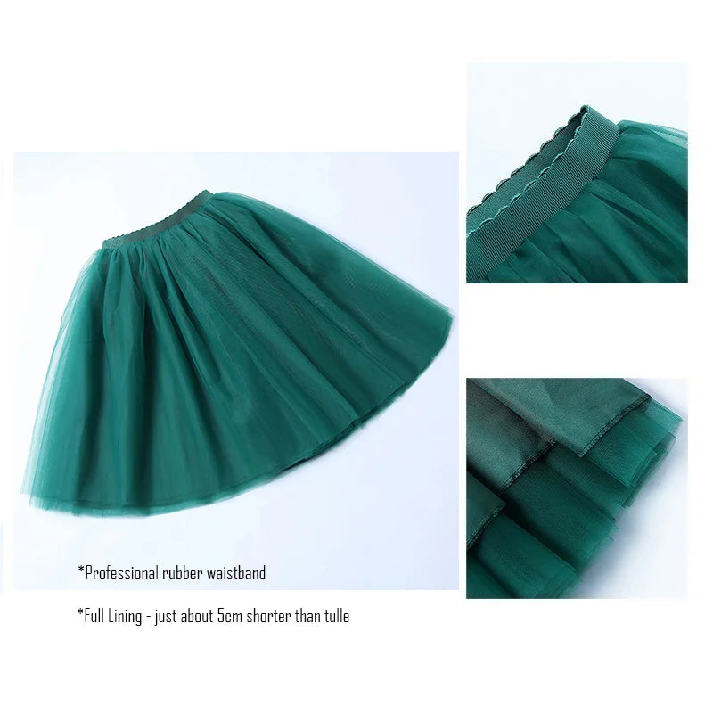 5 Layers 65cm Black Pleated Skirt Sexy Midi Tulle Skirt High Waist Full Lining Adult Tutu Korean Style Women Jupe Femme Faldas