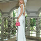 Fashionable Square Collar Butterfly Knot Shoulder Strap Slim Fit Long Dress Cross-Border Women's Spring New Arrival Gown