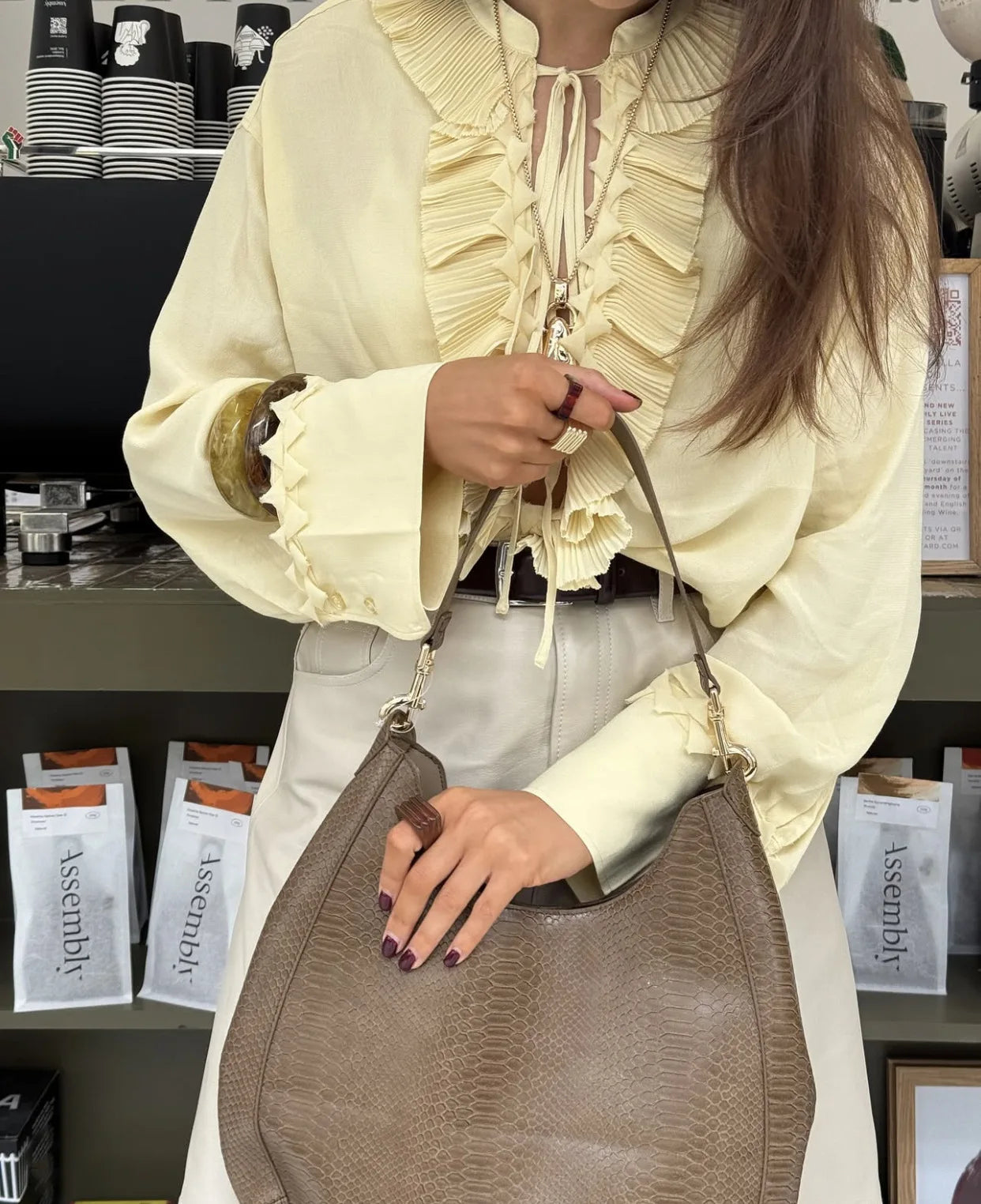 Talenza Casual Chiffon Shirt Women Fashion Pleated Lace-up Solid Lace Top Summer Vacation Loose Vintage Elegant  Female Blouses