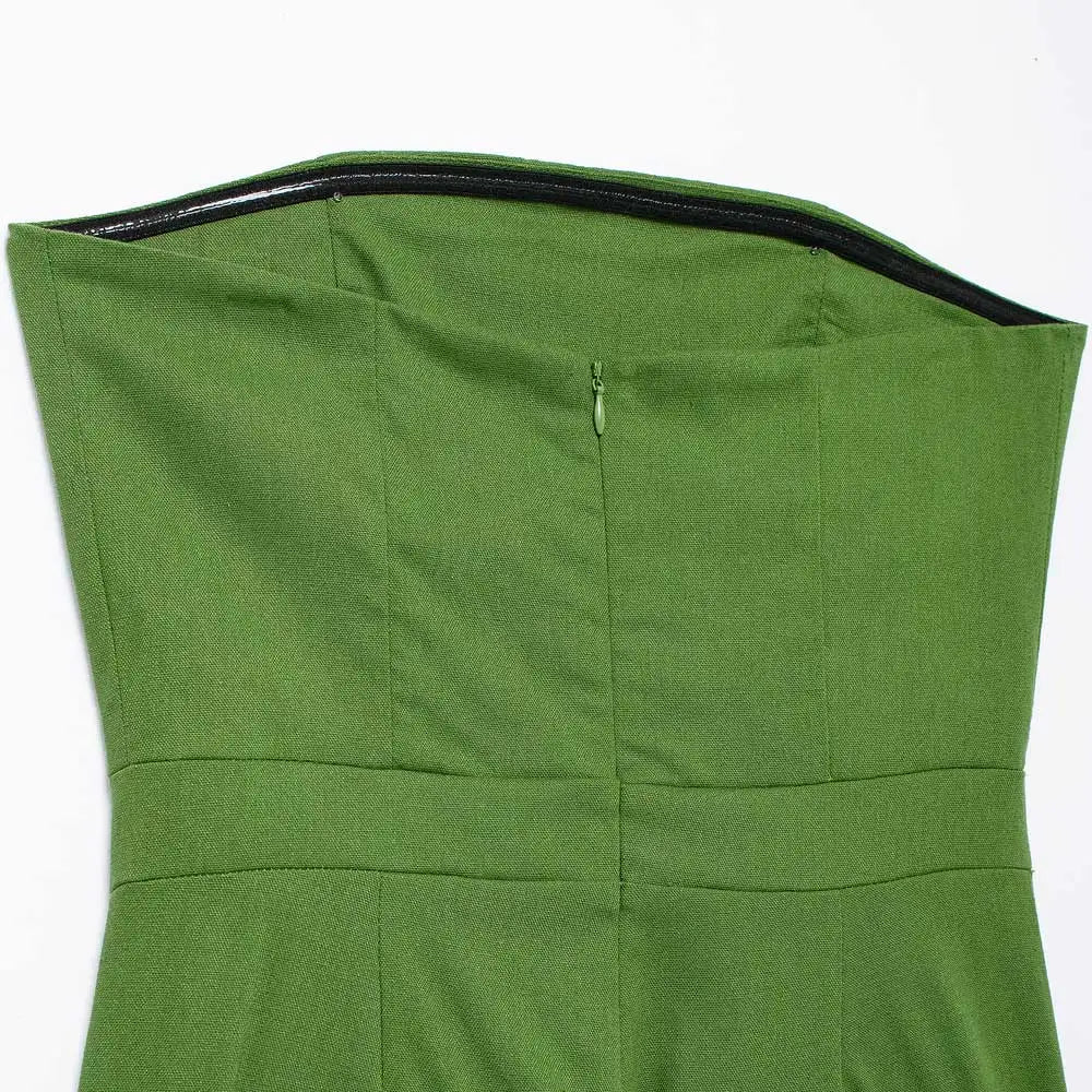 TRZA-Strapless Linen Jumpsuits for Women, Straight Neck, Back Zipper, Female Playsuits, Chic Fashion