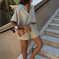 Women Casual Striped Cotton Linen Loose Shirt Shorts Suits Fashion Lapel Half Sleeves Elastic Waisted Shorts Summer Lady Outfits