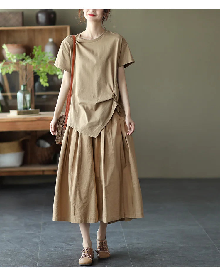 Max LuLu Japan Style Summer Streetwear Fashion Women Khaki A-Line Skirts Ladies Elastic Casual Long Skirt Girls Vintage Clothes