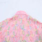 PB&ZA 2025 Women's Pink Short - length Blouse with Colorful Floral Embroidery Puff Sleeves and Collar for a Sweet Look