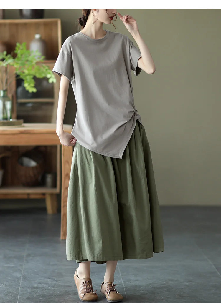 Max LuLu Japan Style Summer Streetwear Fashion Women Khaki A-Line Skirts Ladies Elastic Casual Long Skirt Girls Vintage Clothes