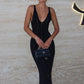 Trendix Knit Backless Dress For Women V Neck Slim Sleeveless Suspender Maxi Dress Vacation Sexy Beach Knitted Elegant Long Dress