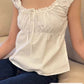 2024 New White Lace Tied Square Neck Summer T-shirts Chic Elegant Short Sleeve Tee Cotton Y2K Street Casual Bow Tie-up Top Women