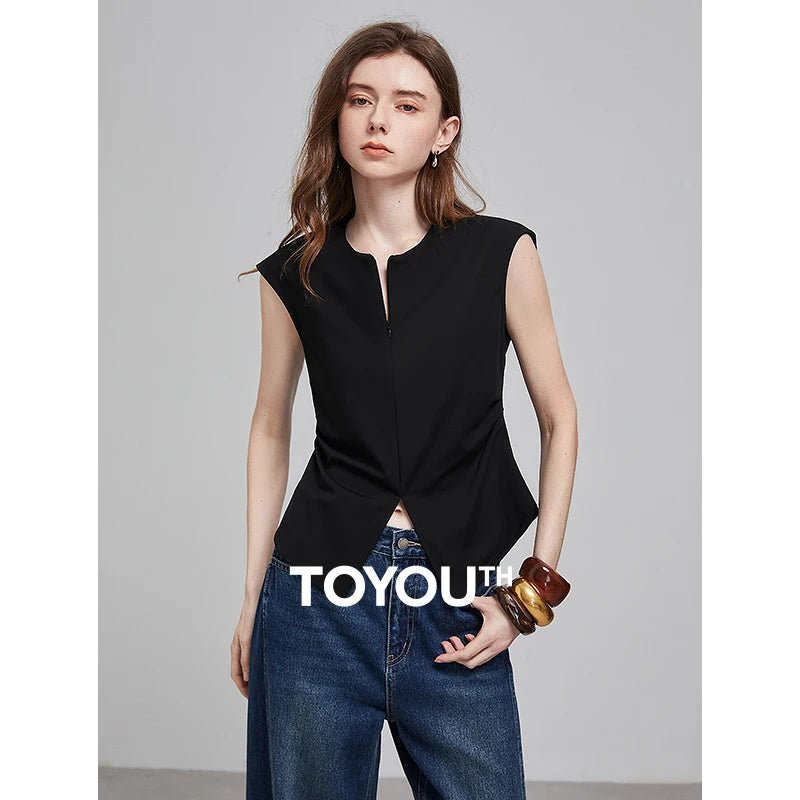 TOYOUTH Women Short Sleeve T shirt 2025 Spring New Tops 8521004