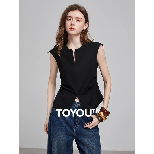 TOYOUTH Women Short Sleeve T shirt 2025 Spring New Tops 8521004