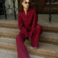 Bornladies Cotton Casual Pants Sets Women's Solid Color Cozy Lapel Long Sleeve Shirt Summer Outfit Elastic Waist Pants Suits