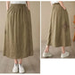 High Waist Casual Embroidery Skirts Women New Arrival 2024 Summer Vintage Style Solid Cotton Linen Female A-line Long Skirt