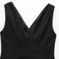 TRAFZA Summer Women V-Neck Sleeveless Backless Decorate Zipper Mini Dress Fashion Woman Sexy Dresses Street Style Party Dress