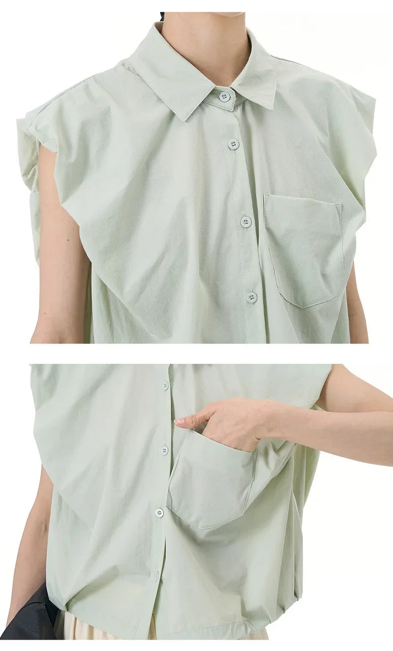 2024 Summer New Plus Size Women's Loose Fit Slimming Sleeveless Short Sleeve Shirt Cropped Trendy Cool Clothing