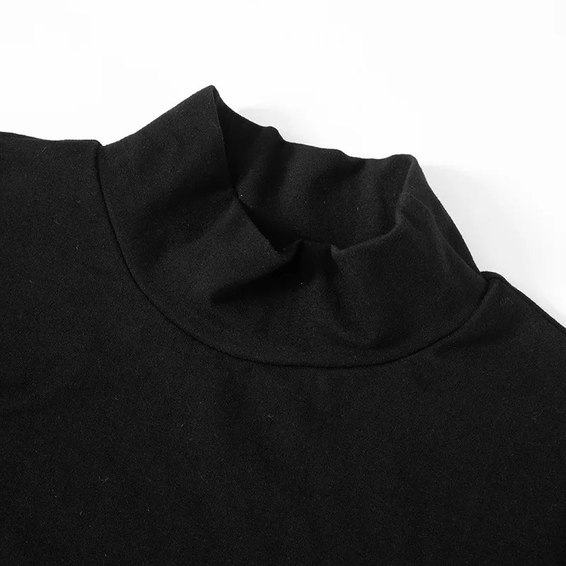 TARUXY Contrast Color Slim Mini Dress Female High Waist Splice Sexy Party Dress Half Turtleneck Women's Elegant 2024 Autumn New