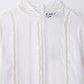 TRAFZA Women Fashion O-Neck Crocheting Details White Skirt Suit Short-sleeve Blouse+Side Zipper White Pleated Midi Se Long Skirt