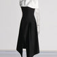 TWOTWINSTYLE Detachable Cloak Elegant Dresses For Women Square Collar Sleeveless High Waist Hit Color Split Dress Female Fashion