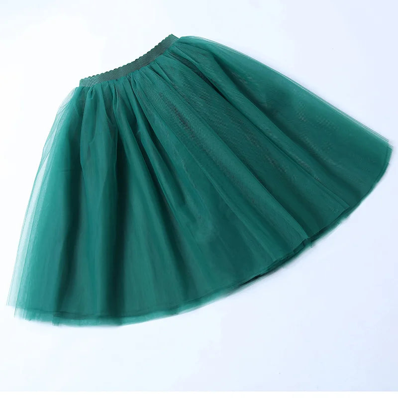 5 Layers 65cm Black Pleated Skirt Sexy Midi Tulle Skirt High Waist Full Lining Adult Tutu Korean Style Women Jupe Femme Faldas