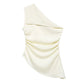 TRZA Women's Asymmetric Draped Blouse One Shoulder Side Zipper Chic Fashion Top Female Shirt