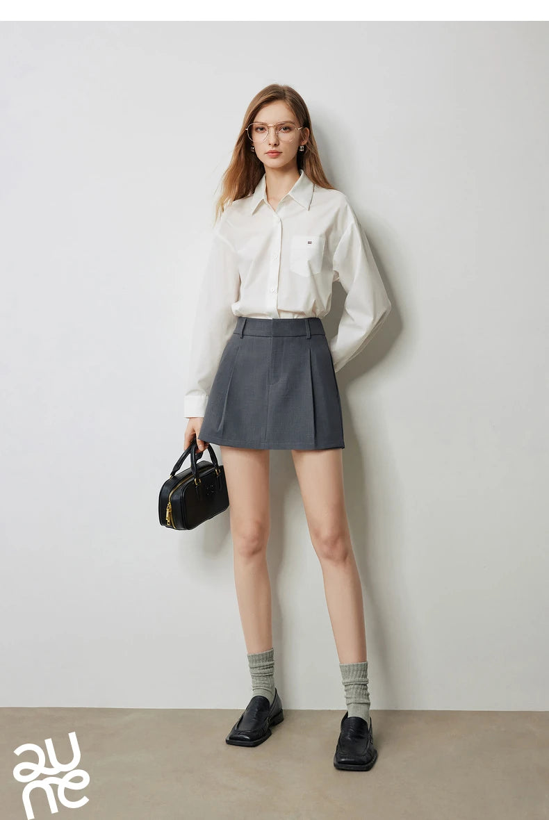 TOYOUTH Women Mini Skirt Pants 2024 Autumn New High Waisted A Line Suit Pants Skirt