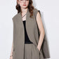 TOYOUTH Women Blazer 2025 Spring New Old Money Style Back Split Mid Length Sleeveless Elegant OL Workwear Jacket