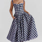Women's French Style Long Dress with Solid/Floral/Checkered Multi Color Options Knee-Length Dress 2025 New Arrival