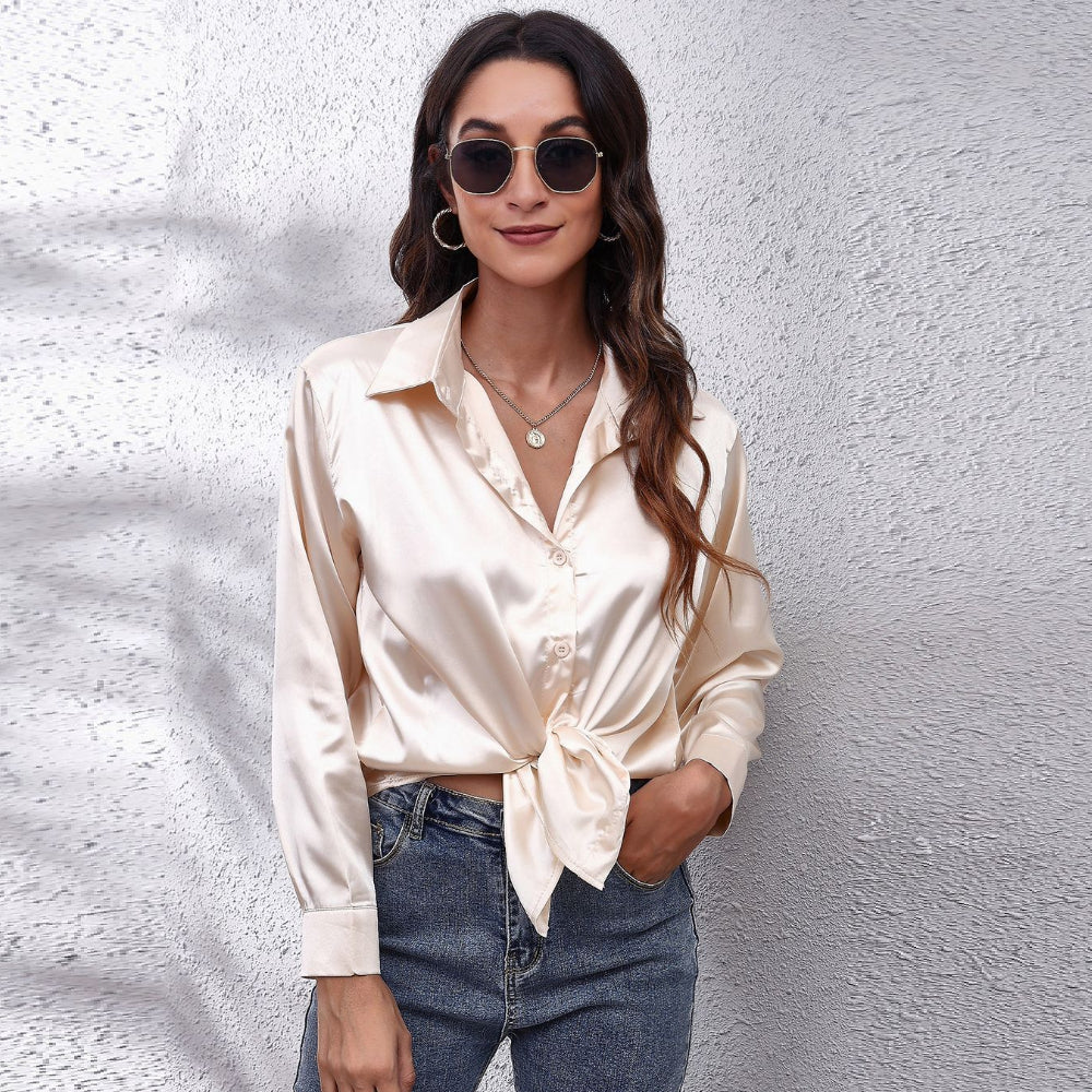 Satin Blouse Shirt Silk Tops Elegant Long Sleeve Loose Womens Blouses Camisas De Mujer Spring Autumn Streetwear Women Clothes