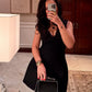 TRAFZA Summer Women V-Neck Sleeveless Backless Decorate Zipper Mini Dress Fashion Woman Sexy Dresses Street Style Party Dress