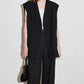 TOYOUTH Women Blazer 2025 Spring New Old Money Style Back Split Mid Length Sleeveless Elegant OL Workwear Jacket