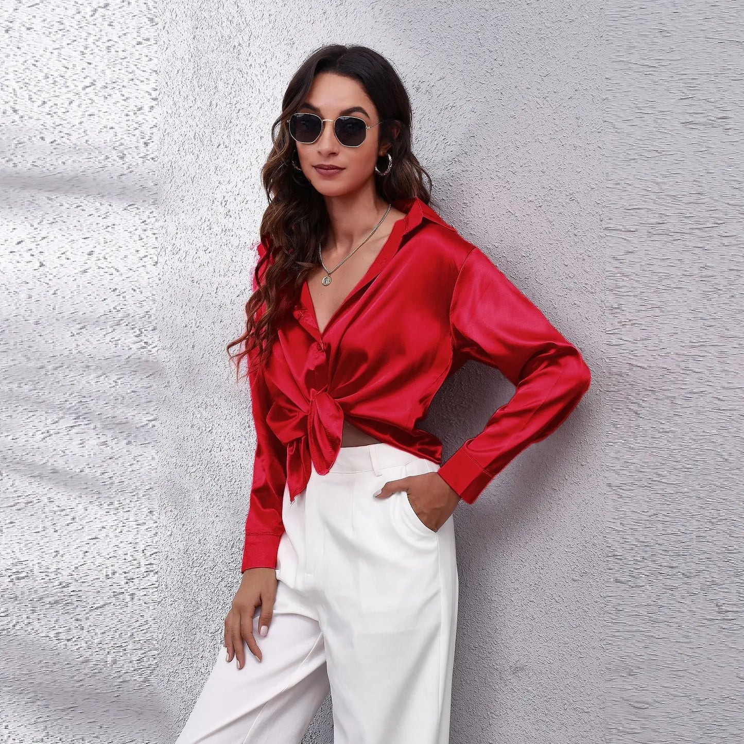 Satin Blouse Shirt Silk Tops Elegant Long Sleeve Loose Womens Blouses Camisas De Mujer Spring Autumn Streetwear Women Clothes