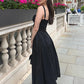 Suninheart Summer Black Holiday Party Dresses Elegant Spaghetti Strap Midi Lace Up Dress Black Casual Women New In Dress 2023