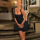 Suninheart Summer A  Line Short Dresses 2024 New Arrivals Casual Pleated One-piece Dress Gown Black Birthday Holiday Dress Women