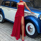 Casual Mesh Patchwork Women's Long Dress Fashion Strapless Split Banquet Dress 2025 Spring Summer Elegant Solid Holiday Dresses