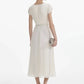 Elegant French Style Dress with Butterfly Knot Waist Cinching Pleated Skirt Cocktail Dress Short Sleeve V Neck Ankle Length