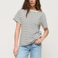 Wolfeel Summer Short Sleeve Striped T-Shirts Women Knitted Basic Casual Tops Female Cozy Loose Cotton Tees